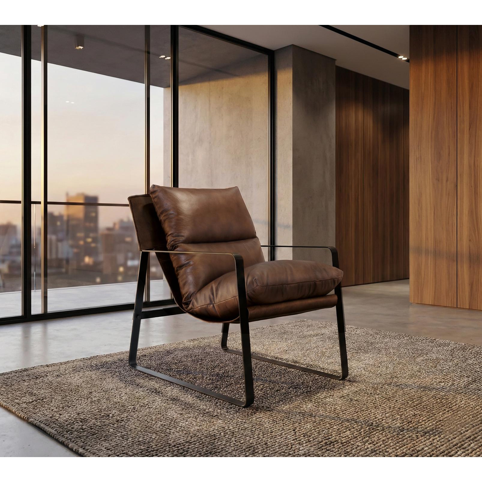 Sillón de Piel 58 Cm Estilo Industrial