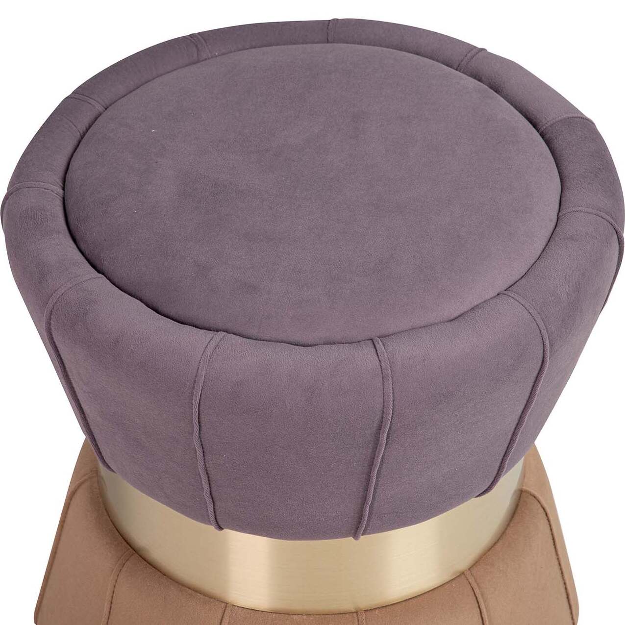 Puff Velvet Morado Naranja 40x40x44 Cm