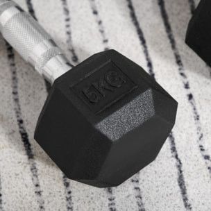 Juego de Mancuernas Hexagonales 2 x 5 kg Juego de Pesas con Barras de Conexión Kit de Entrenamiento de Fitness para Gimnasio en Casa