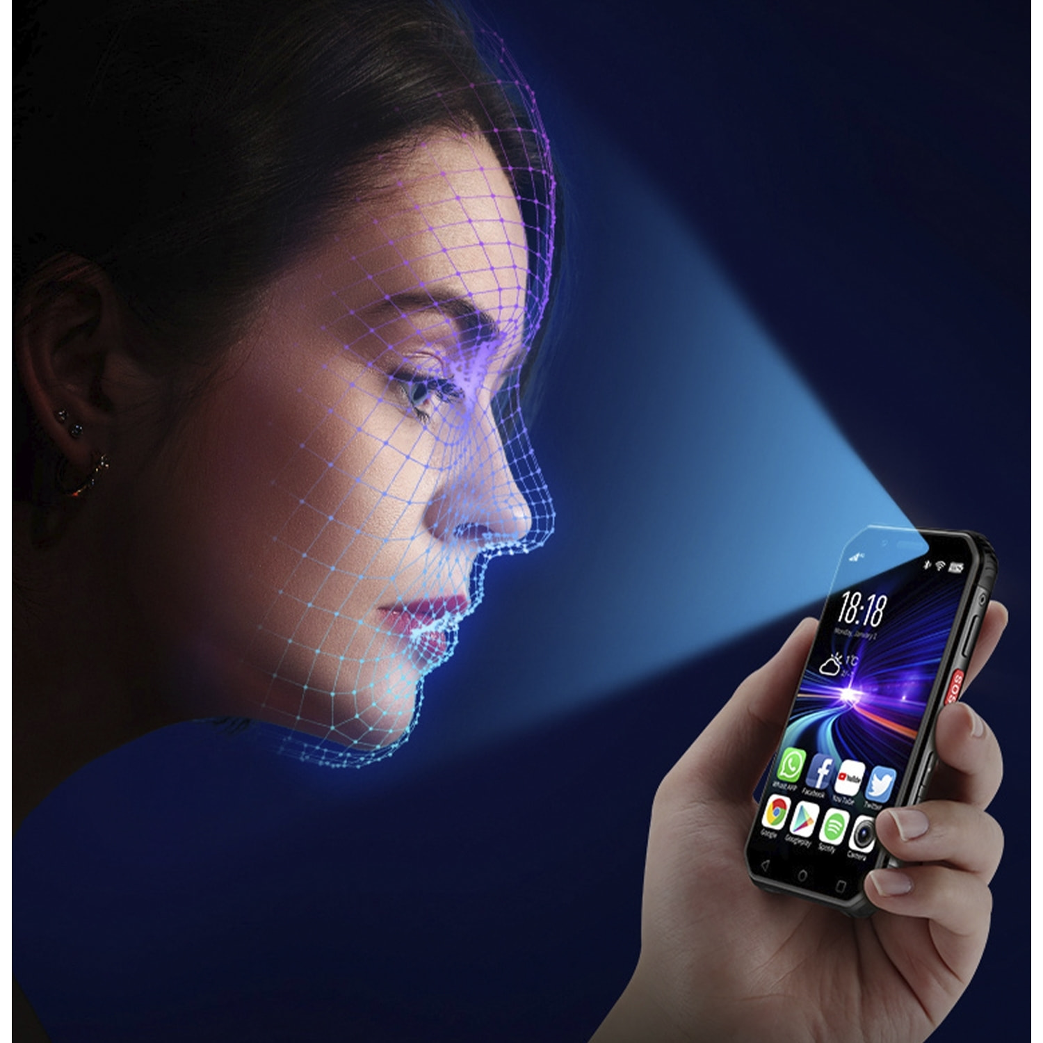 DAM Smartphone robusto  SMINI S10 4G, Android 6.0, 3 GB RAM + 64 GB. schermo da 3''. IP68 3 LIVELLO DI PROVA (Anticaduta, Polvere, Acqua) Doppia SIM. 5,2x1,6x9,8 cm. Colore nero