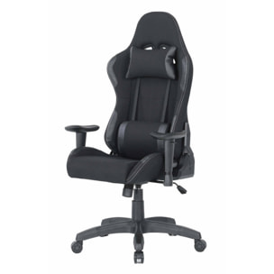 Sedia da gaming Bundaberg, Poltrona da gaming adulto, Sedia da scrivania, 57x72h124/134 cm, Nero