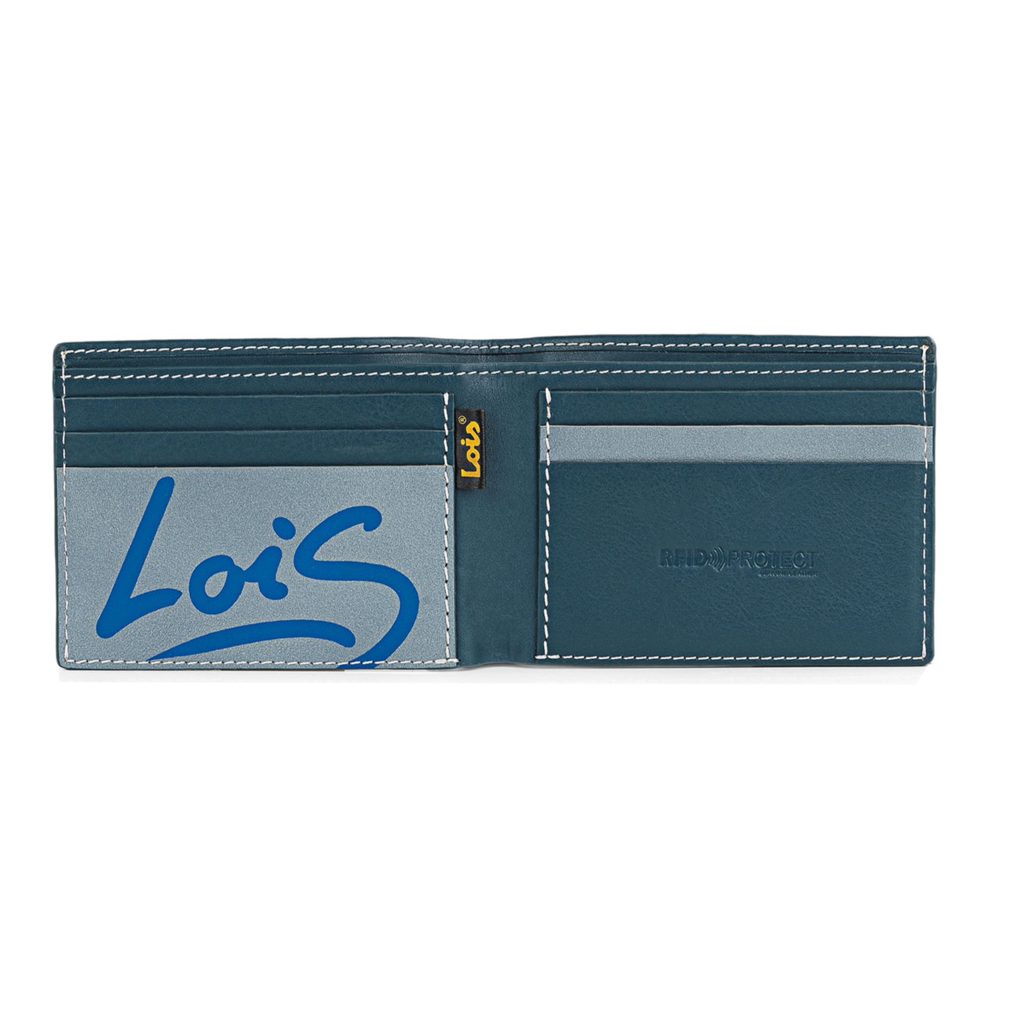 Cartera Hombre Piel Lois Temple Azul-Gris