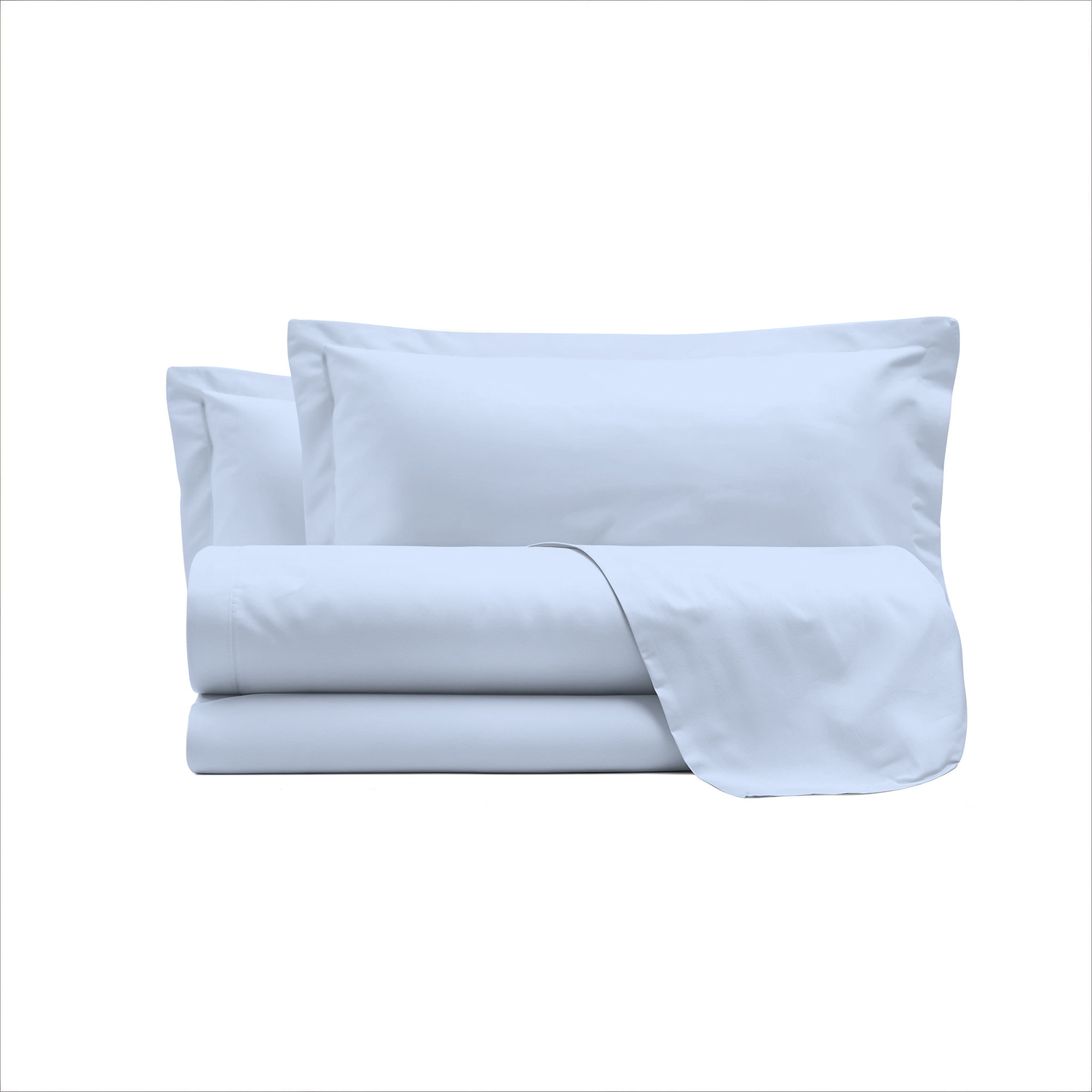 COMPLETO LETTO RASO CLOE, 100% Raso di Cotone, Made in Italy - AZZURRO