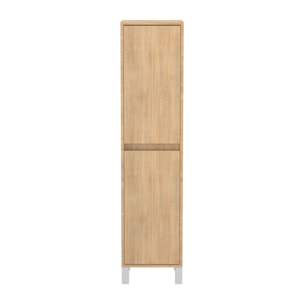 Colonne de rangement Chêne Clair sur Pieds - Hauteur 160 cm - 2 Portes - XENOS