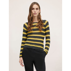 Motivi - Maglia a righe jacquard misto lana - Verde