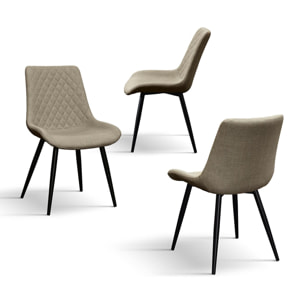 Set di 4 sedie VIENNA in tessuto beige e gambe in metallo nero