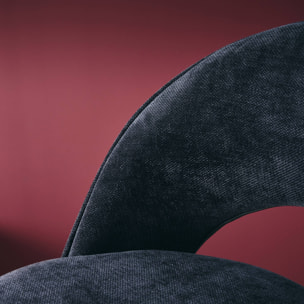 Lot de deux tabourets de bar ajustables métal et tissu noir. pied noir - L 49 x P 49 x H 88.5-110cm - Abby