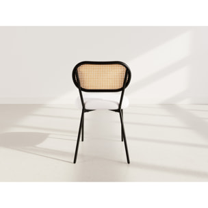 Luciano - lot de 2 chaises cannage - dossier arrondi - en tissu bouclette - Beige