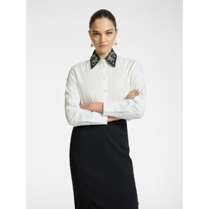 Elena Mirò - Camisa con cuello bordado - Blanco