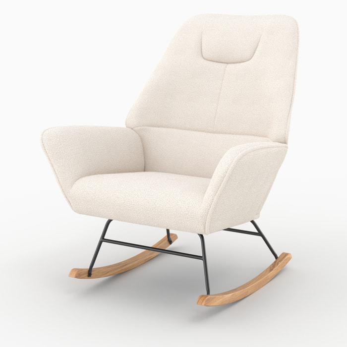 Rocking-chair en tissu bouclé blanc - Shaun
