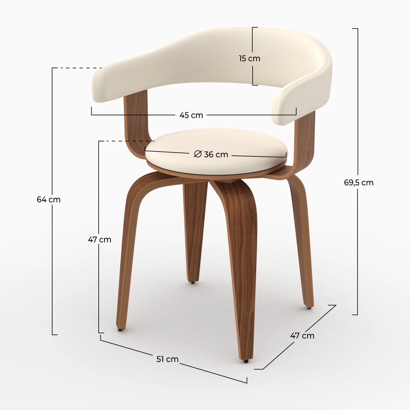 Chaise avec accoudoirs en cuir synthétique blanc - Harold