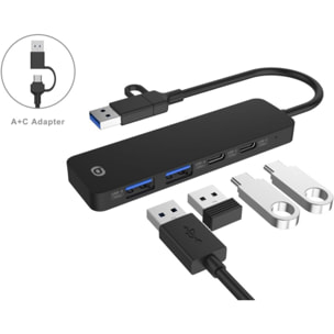 Hub USB C ESSENTIELB 4 en 1 USB C Noir  - Vr