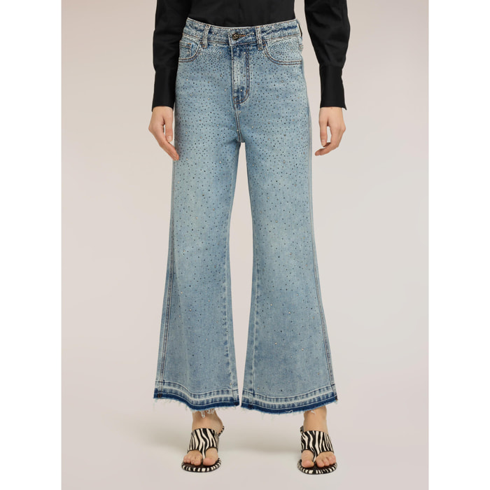 Motivi - Jeans palazzo con aplicaciones de strass - Light - blue
