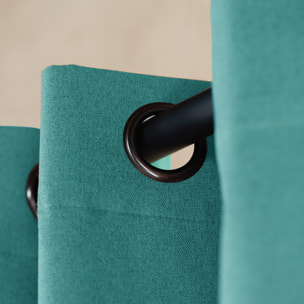 Rideau 100% occultant thermique phonique chiné - Turquoise