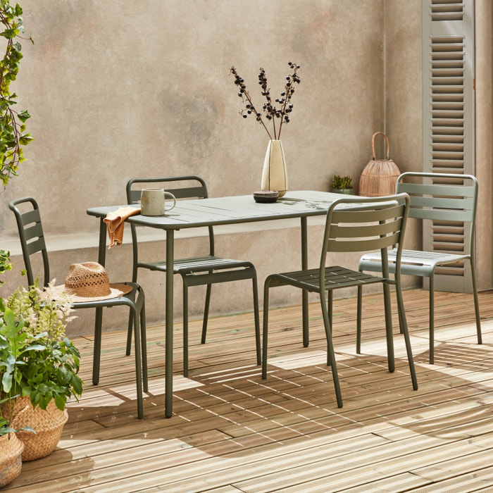 Table de jardin métal + 4 assises AMELIA