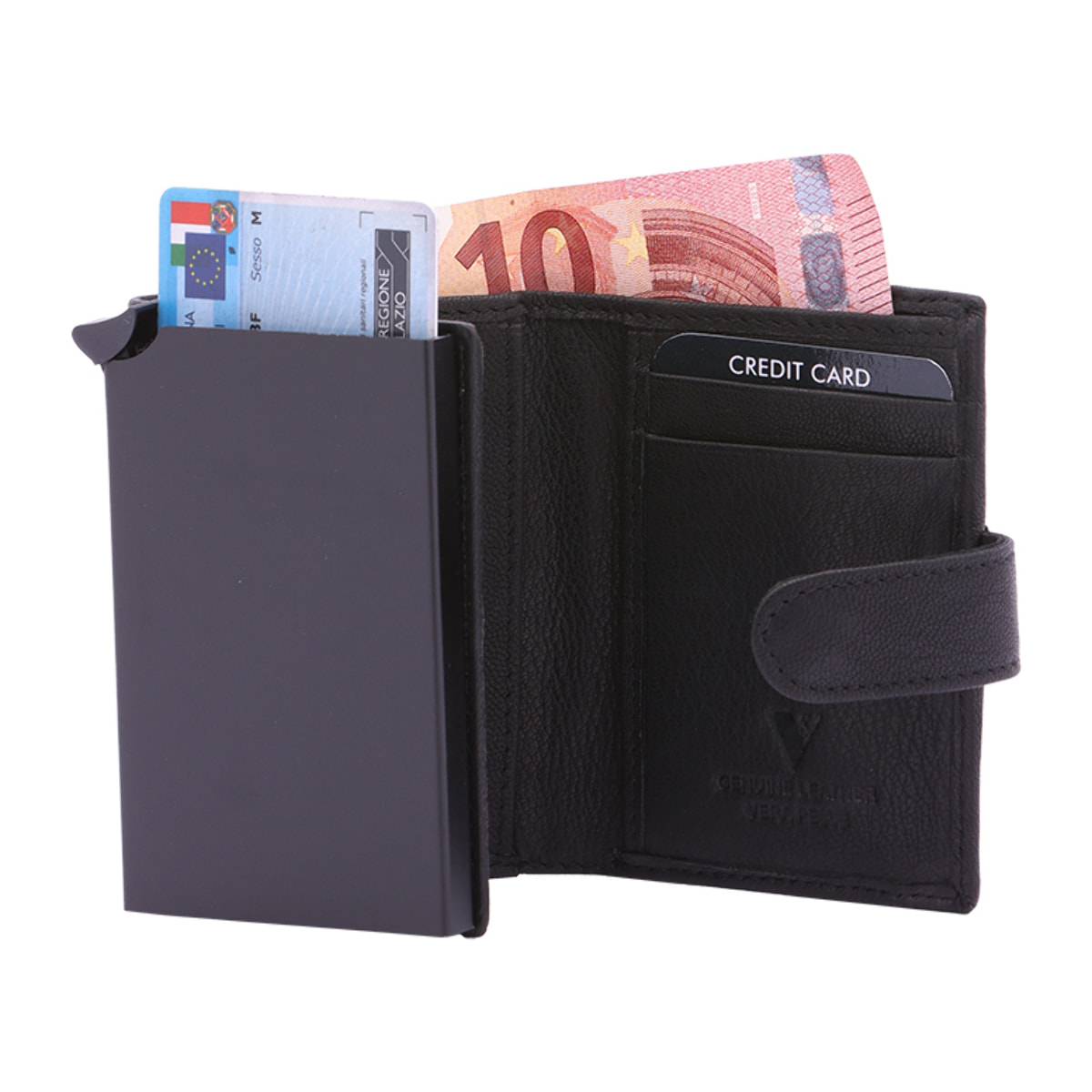 Portafoglio  da uomo In Vera pelle Made in Italy 7,5x10x2,5 cm