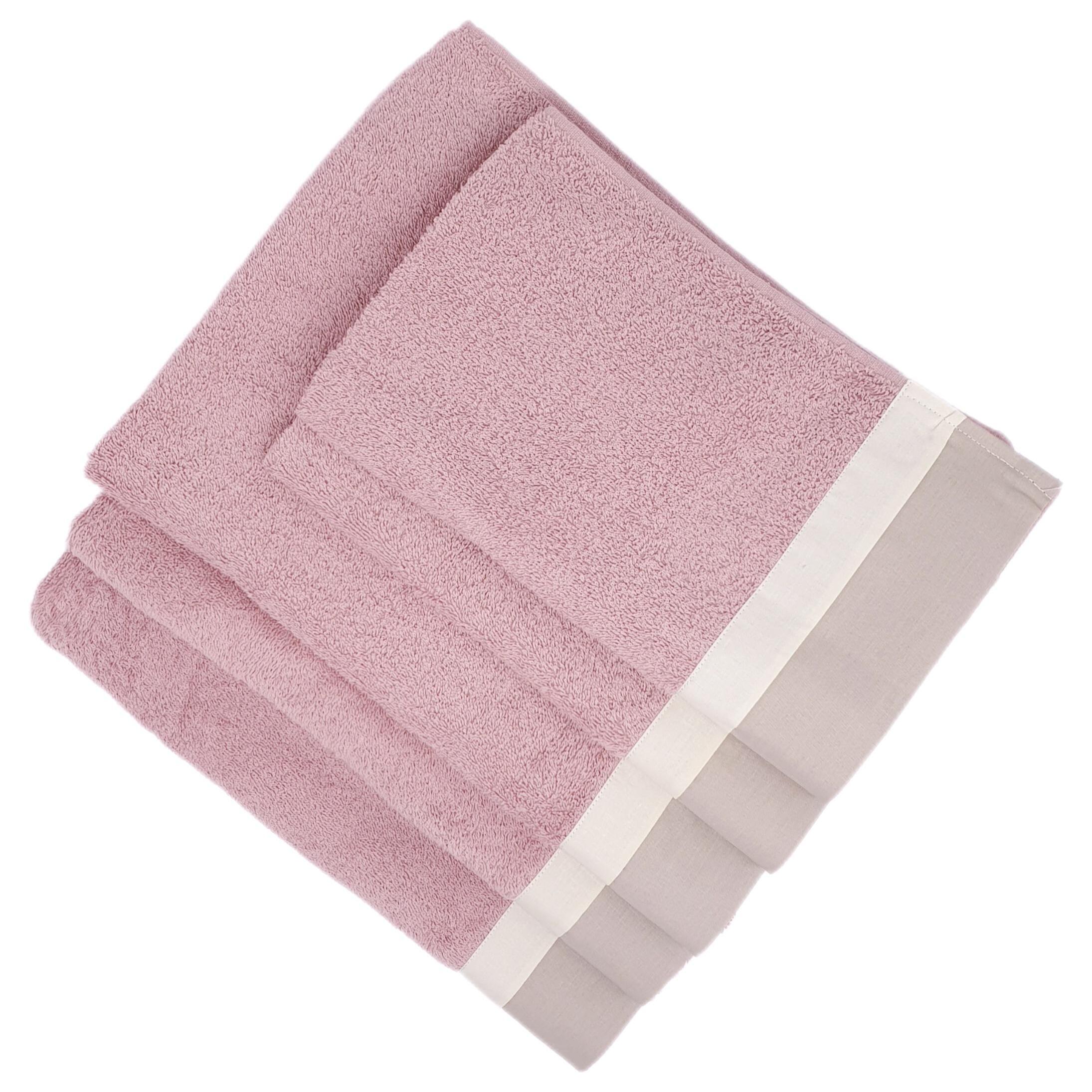 Set Spugna VARAZZE 5 Pezzi: 2 Viso+2 Ospite + 1 Telo Bagno - 450 gr/m² - Malva - Puro Cotone