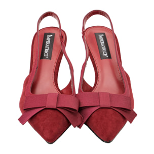 Decolletè in simil-pelle scamosciata con fiocco gross-grain