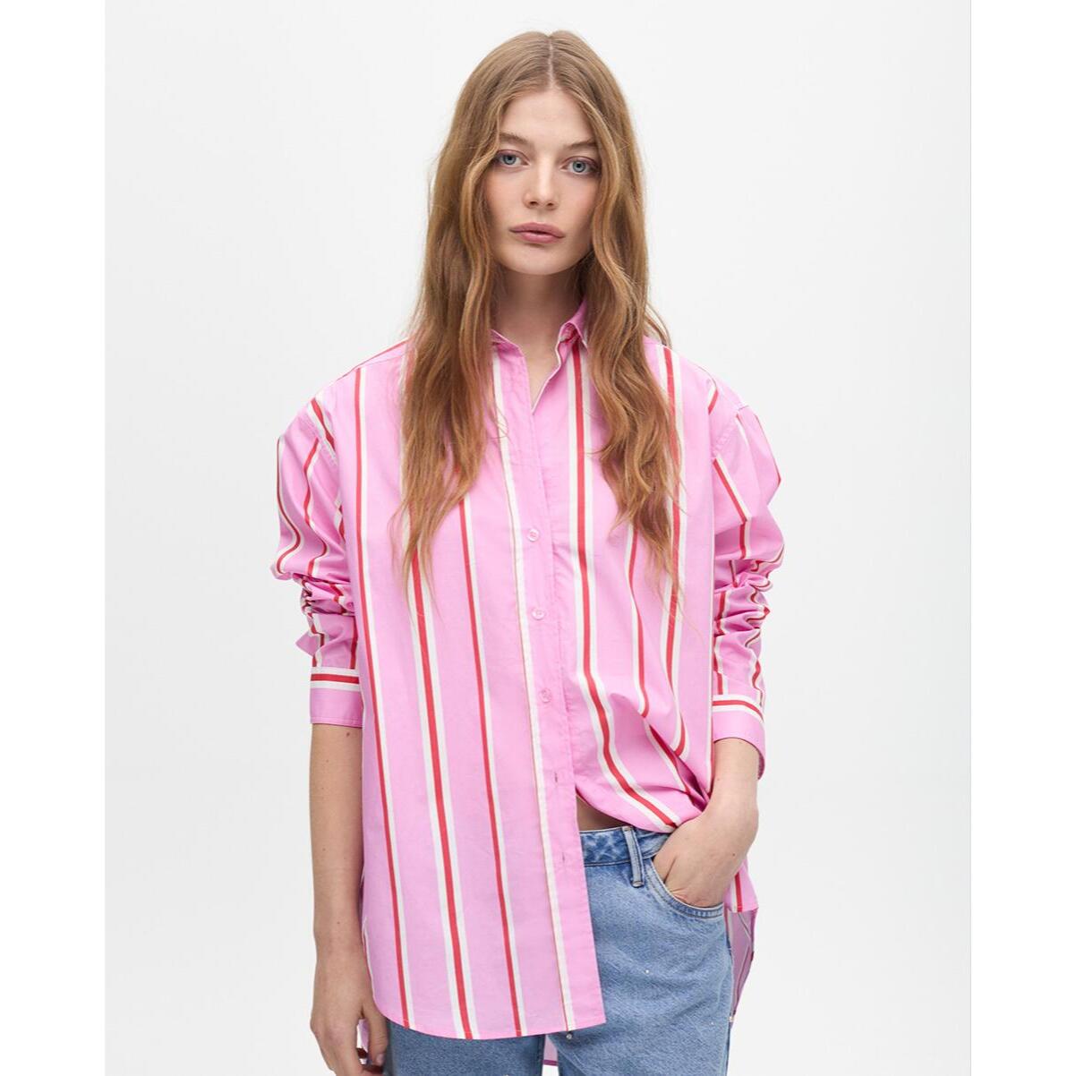 Camicia Oversize in Popeline a Righe