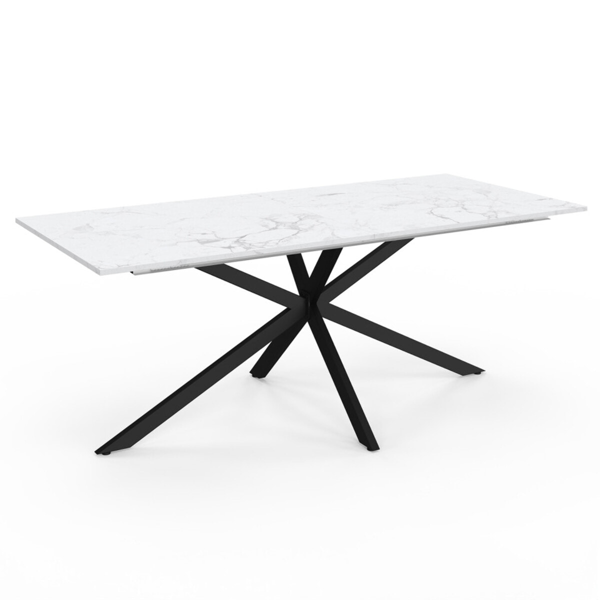 Tables repas extensibles Spider plateau bois et pieds croisés - Marbre - Noir