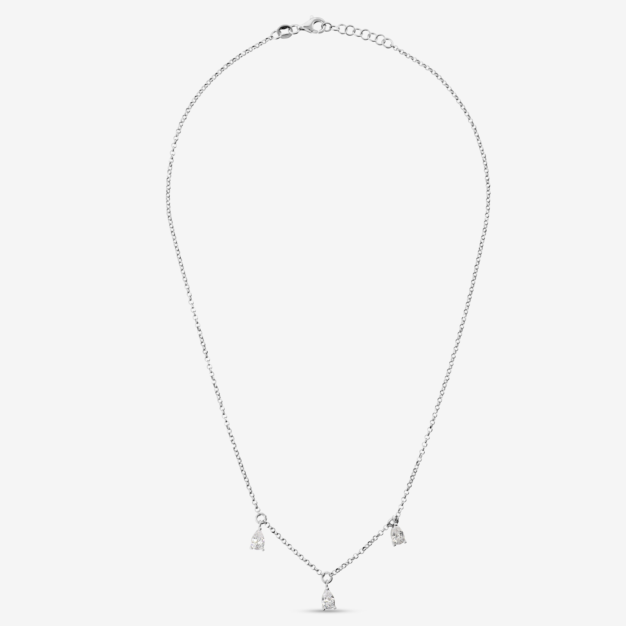 Collana in Argento 925 con Ciondoli a Goccia in Cubic Zirconia
