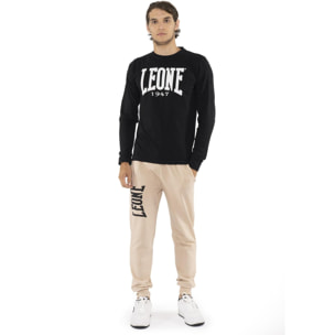 T-shirt da uomo in cotone elasticizzato a manica lunga con logo grande "Basic"