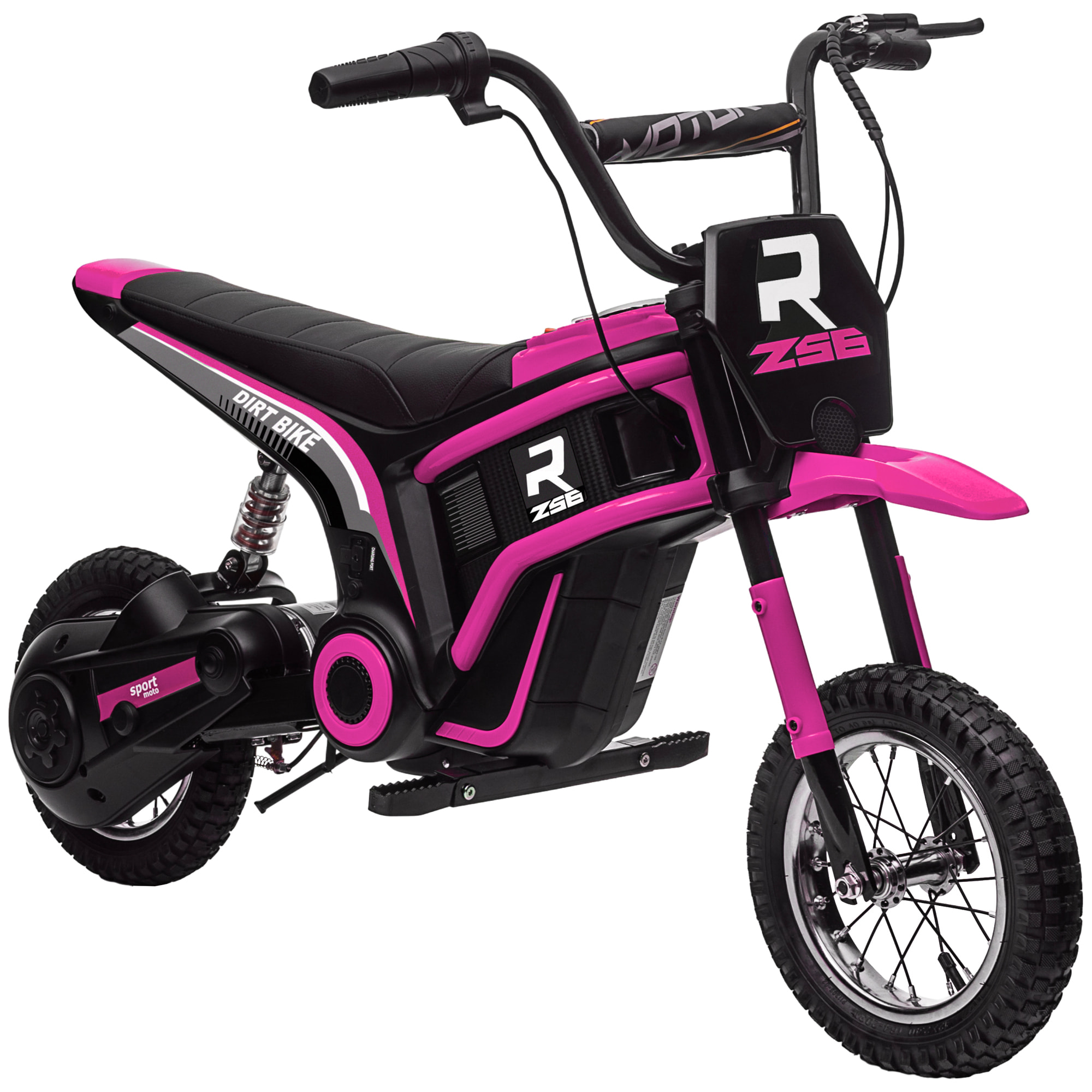 HOMCOM Moto Elettrica per Bambini con Acceleratore Manuale, 2 Velocità 8-16km/h, Età 8-12 Anni, Rosa