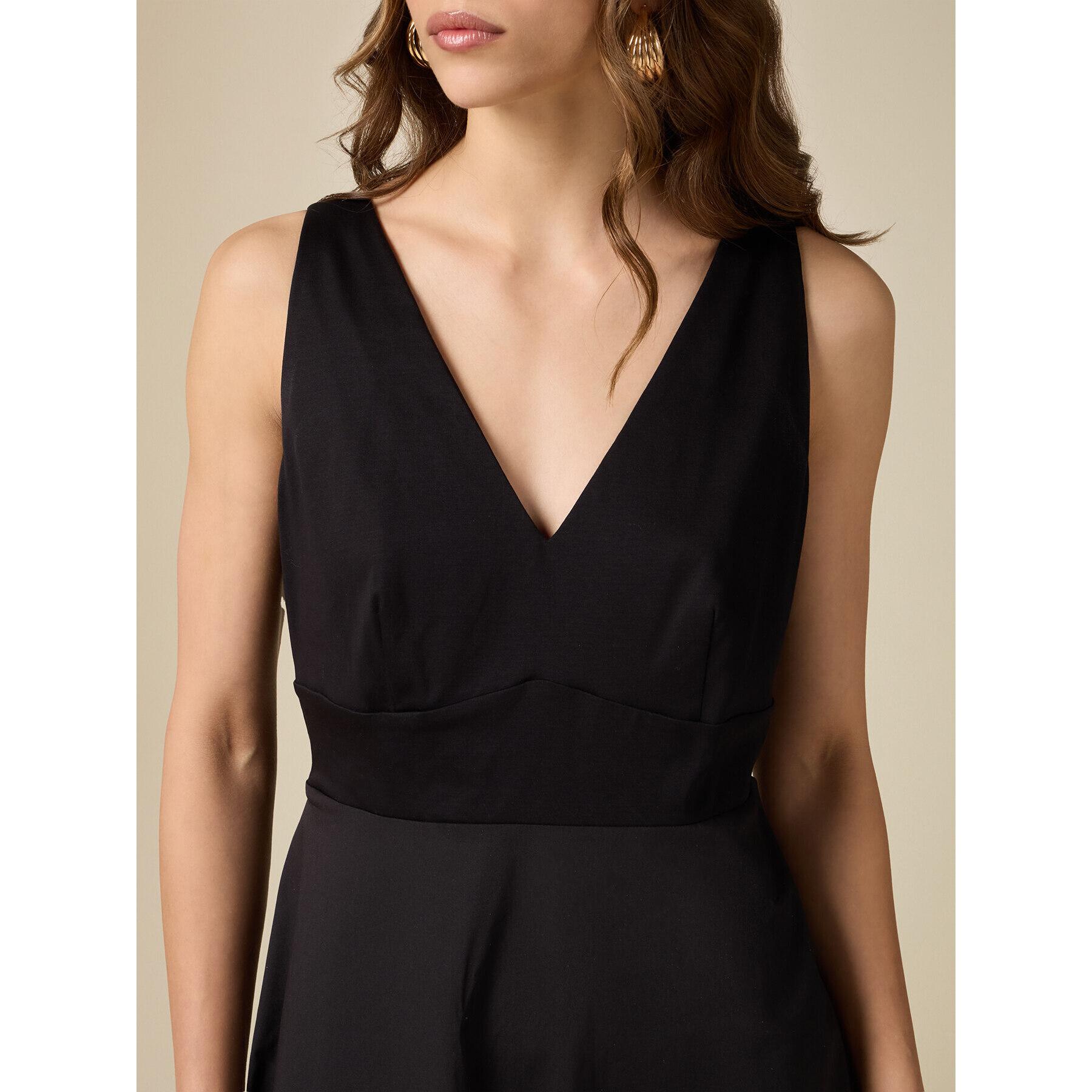 Oltre - Vestido midi bimaterial - Negro