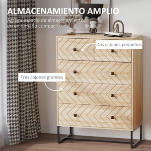 Armario Auxiliar con Cajones de Madera y Metal Madera Natural