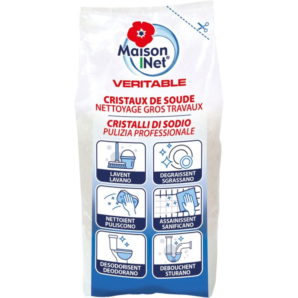 Nettoyant multi surfaces MAISON NET cristaux de soude gros travaux 2kg