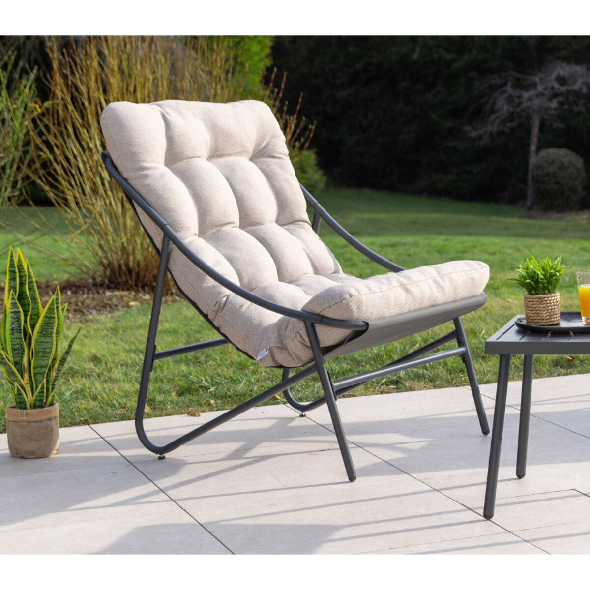 Salon de jardin en acier - 2 places - gris anthracite - LEMAN