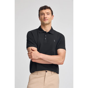 Polo nera a maniche corte in piquet con ricamo Rigby Best