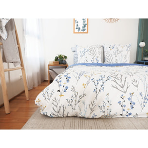 Parure housse de couette satin de coton blanc