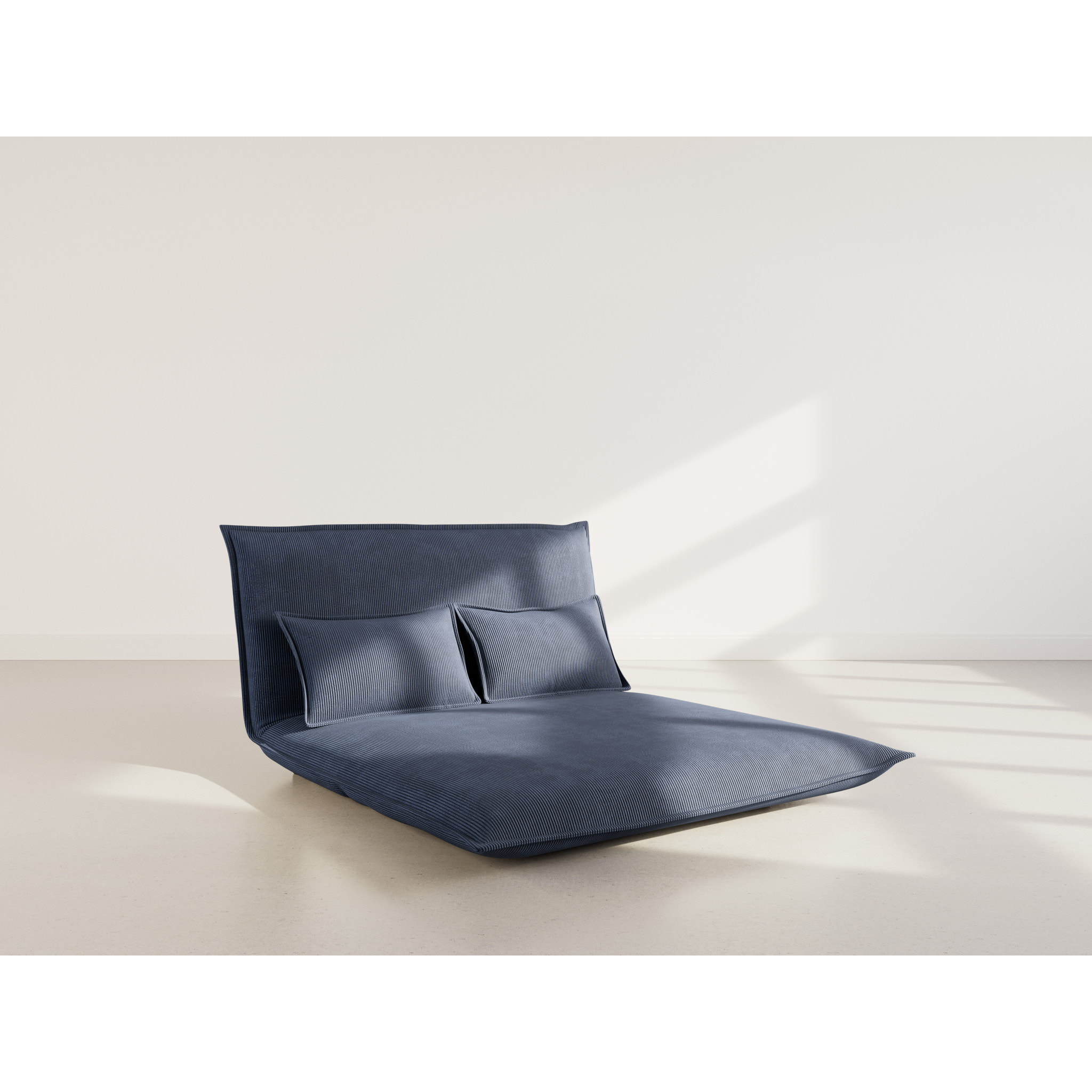 Candice - Banquette 2 places convertible clic-clac en velours côtelé - Bleu nuit