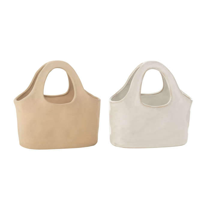 J-Line sac - porcelaine - blanc/beige - large - 2 pcs