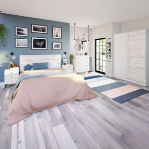 Mesita de noche Iconic Blanco Artik (Blanco Mate) - Negro