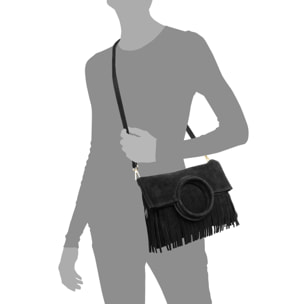 Amendolara borsa a tracolla donna. Pelle scamosciata autentica.