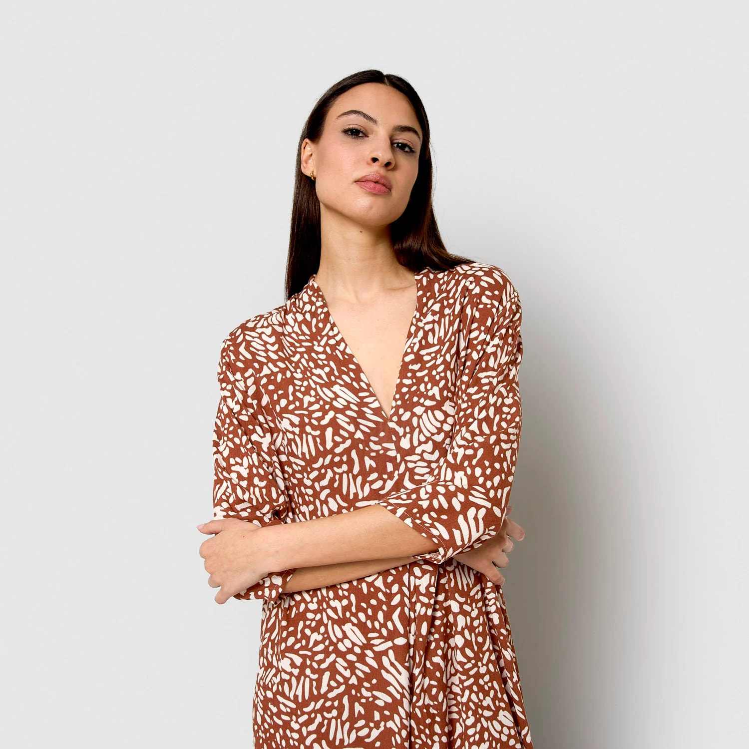 Abito midi in viscosa marrone miquela