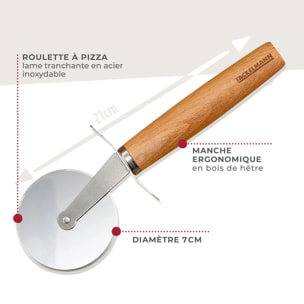 Roulette à pizza manche en bois 31 cm Fackelmann Pizza & Pasta