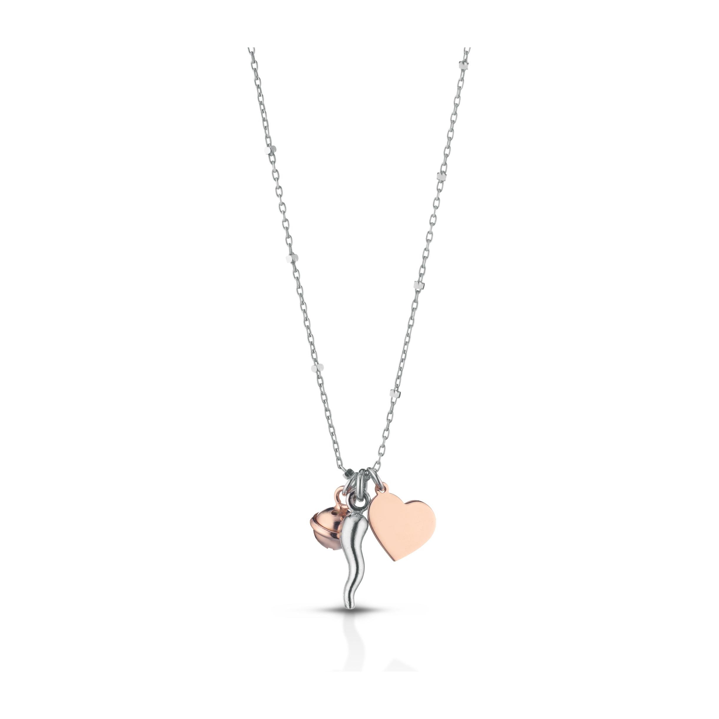 Collana Hiriwa 925 Cuore Corno Argento Bicolore