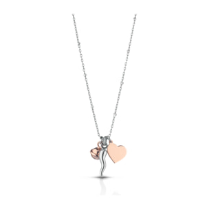 Collana Hiriwa 925 Cuore Corno Argento Bicolore