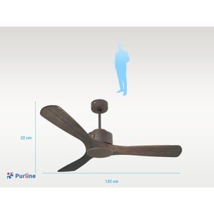 Ventilateur de plafond ø132 cm avec Wifi Réversible Hypersilence 40   W Chocolat