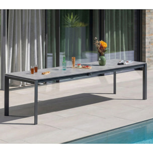 Ensemble table et chaises de jardin  - gris - CARMAPLES XL