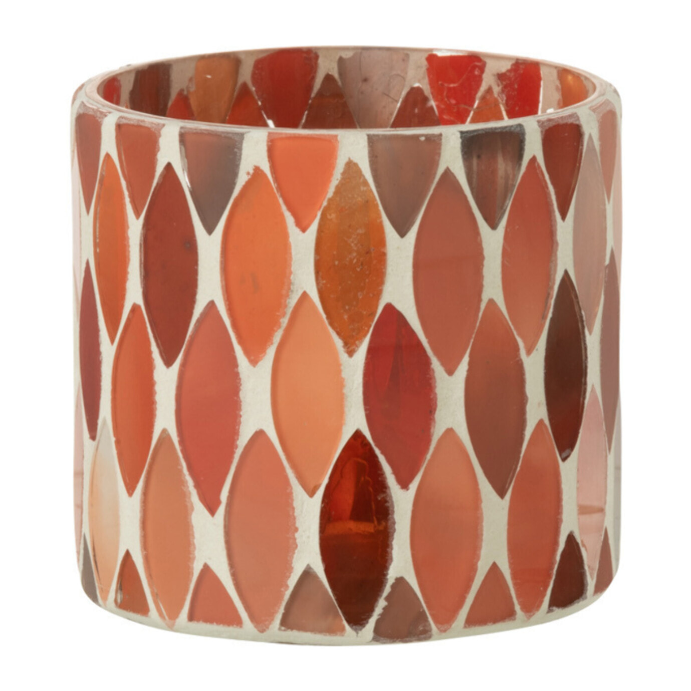 J-Line Photophore Mosaic Feuille Verre Rouge/Orange Small