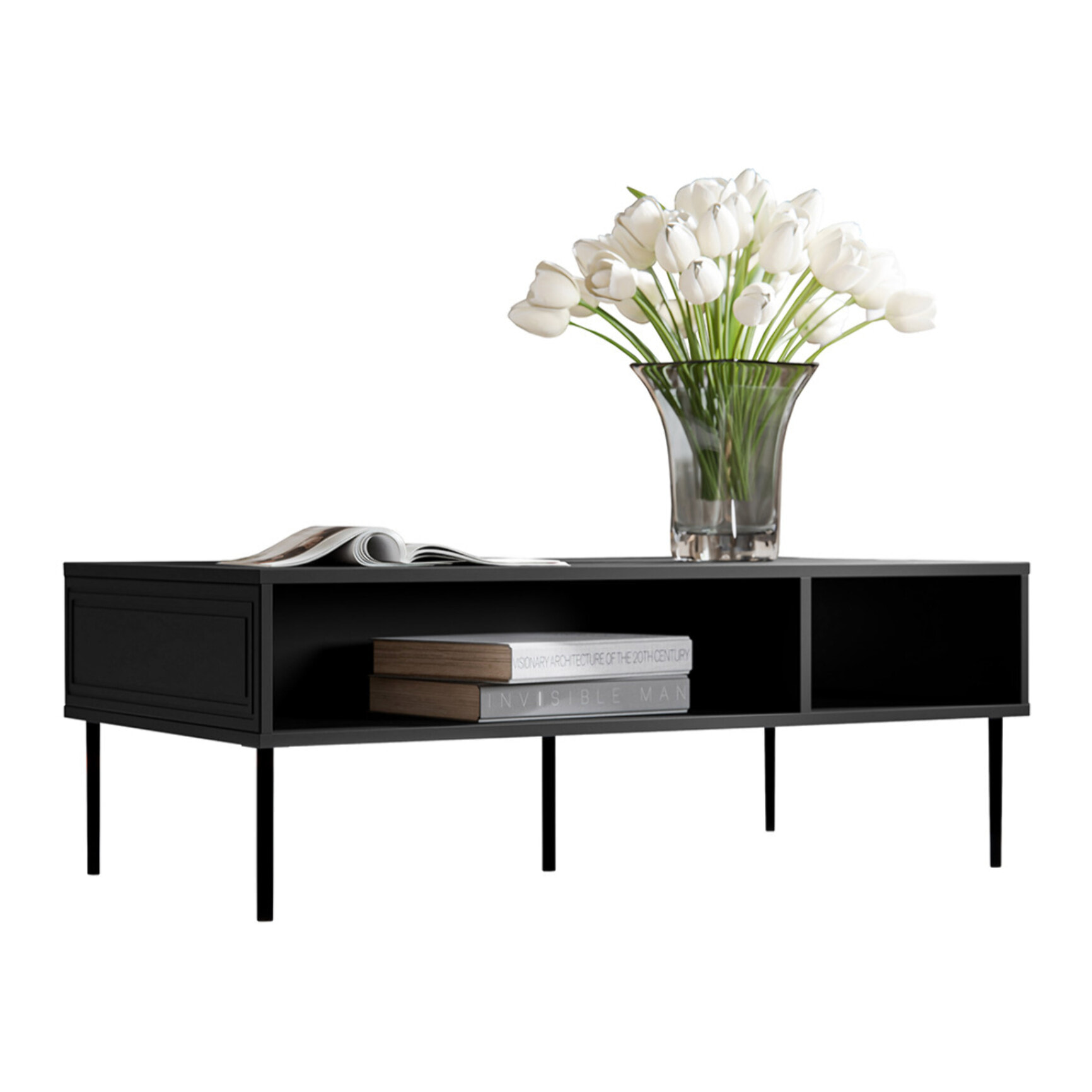 Lavaggi - table basse - 2 niches - 110 cm - Noir