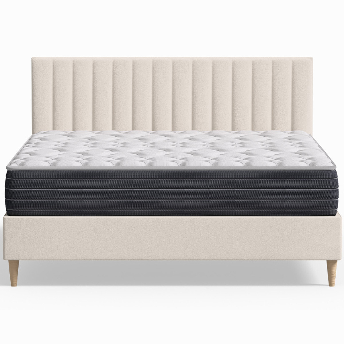 Pack lit en velours + Matelas mémoire de forme - ELIOT & MEMO HR