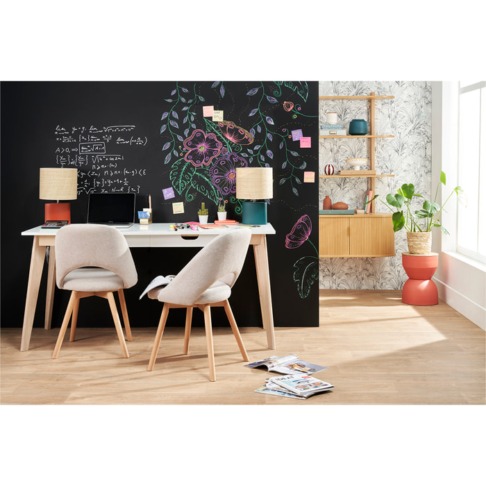 Chaises scandinaves en tissu effet velours texturé beige et bois clair (lot de 2) COSETTE