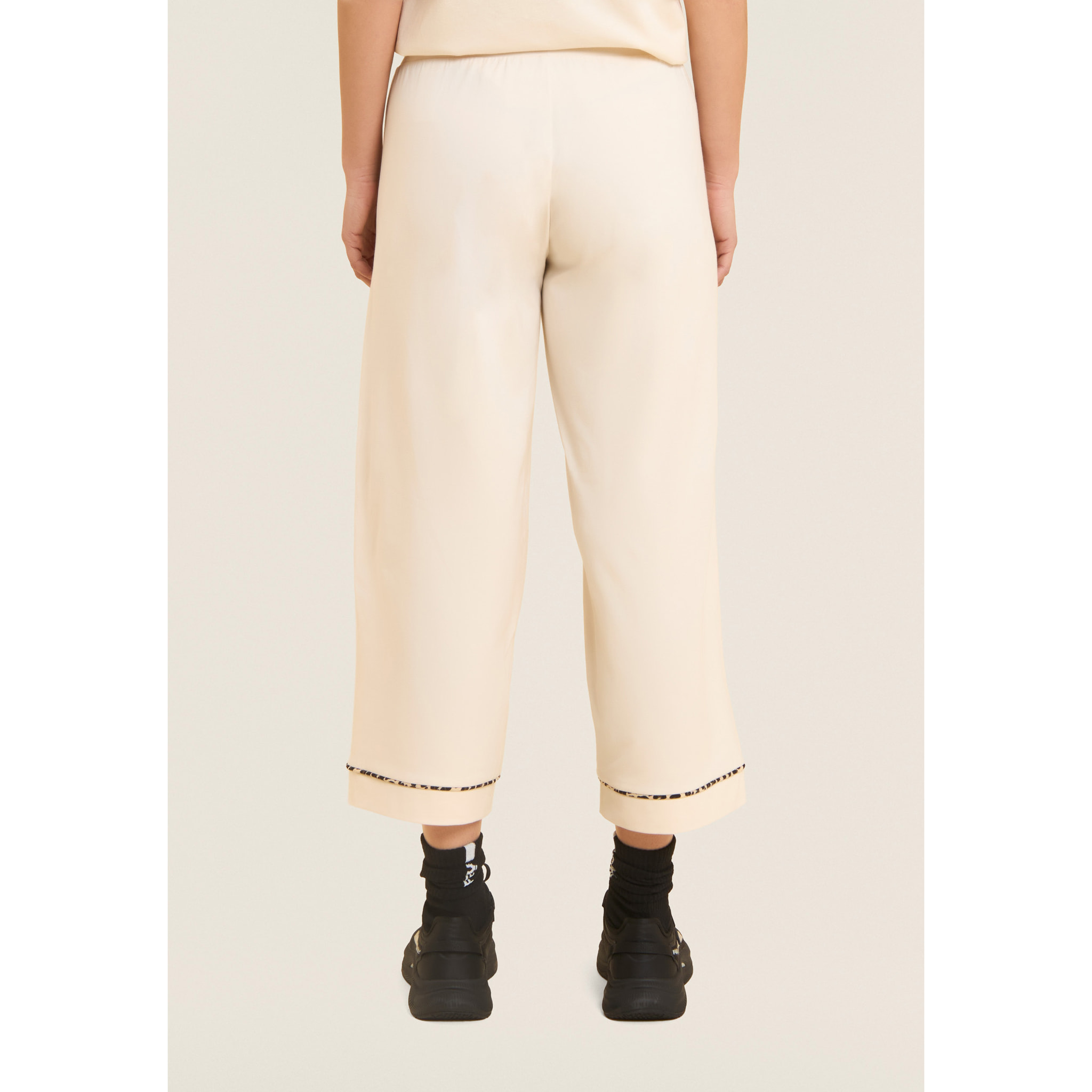 Pantaloni cropped wide leg con dettaglio animalier