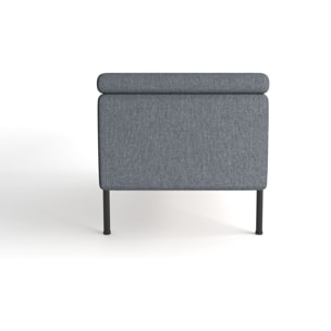 Banquette-coffre gris foncé en bois, métal et tissu