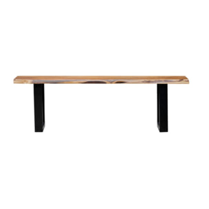 Banc 170 cm en bois d'acacia massif et pieds en métal noir - WOOD